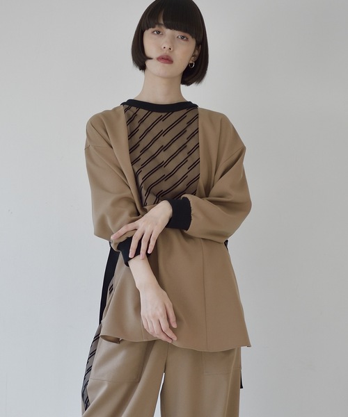 La SRIC（ラスリック）の「La SRIC / フロッキーヨークBL【セットアップ可】（シャツ/ブラウス・レディース・カーキ/キャメル・38）」の2枚目の写真