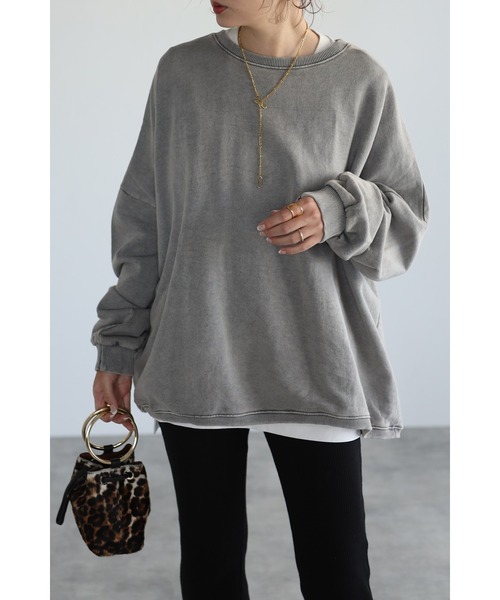 ボンジュールサガン BONJOUR SAGAN drawstring shiny sweat / ドロストラメスウェット （LIGHT-GRAY） ボンジュールサガン BONJOUR SAGAN drawstring shiny sweat