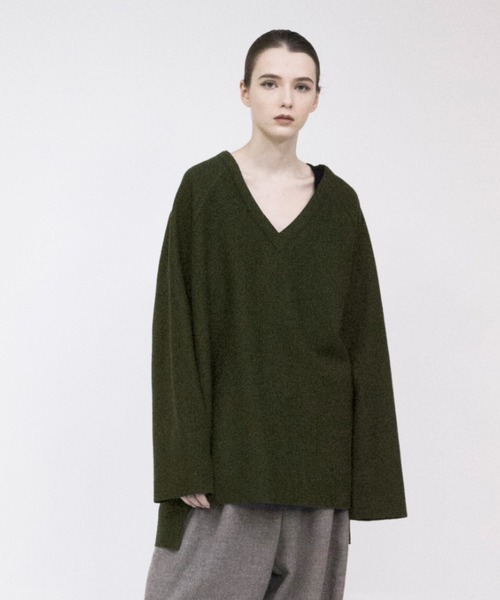 VOAAOV（ヴォアーブ）の「【VOAAOV】 wool ring jersey V-neck sweater（ニット/セーター・メンズ・ブラック/ベージュ/ブルー/オリーブ/ネイビー・2/1）」の4枚目の写真