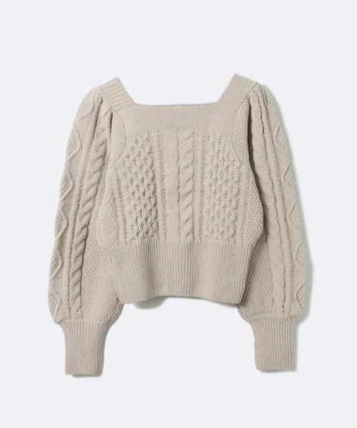 NOMAE（ノーマエ）の「モールケーブルニット（ニット/セーター・レディース・ライトブルー/ライトピンク/ベージュ/アイボリー・FREE）」の5枚目の写真