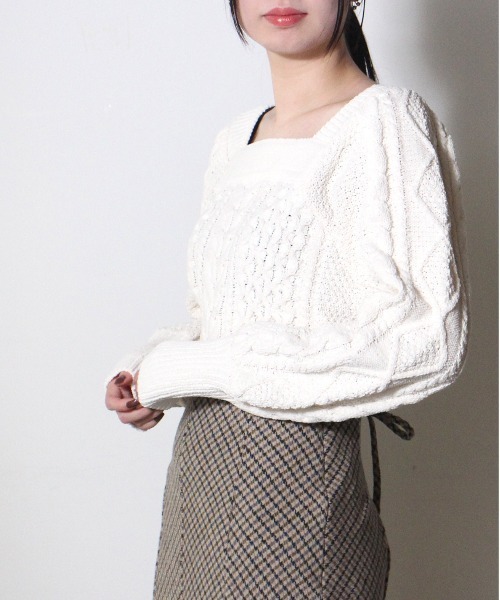 NOMAE（ノーマエ）の「モールケーブルニット（ニット/セーター・レディース・ライトブルー/ライトピンク/ベージュ/アイボリー・FREE）」の12枚目の写真