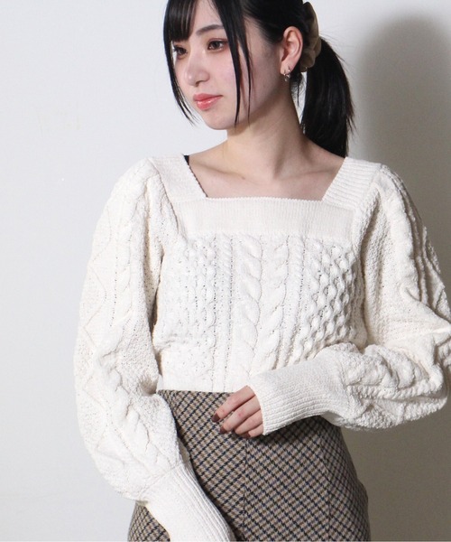 NOMAE（ノーマエ）の「モールケーブルニット（ニット/セーター・レディース・ライトブルー/ライトピンク/ベージュ/アイボリー・FREE）」の13枚目の写真