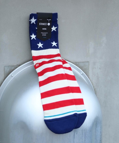 STANCE（スタンス）の「【STANCE / スタンス】THE FOURTH ST CREW /吸湿伸縮性コームドコットンブレンド星条旗デザインロング丈ハイソックス 【INFIKNIT (インフィニット)素材使用】（ソックス/靴下・メンズ・レッド・LARGE/SMALL）」の6枚目の写真