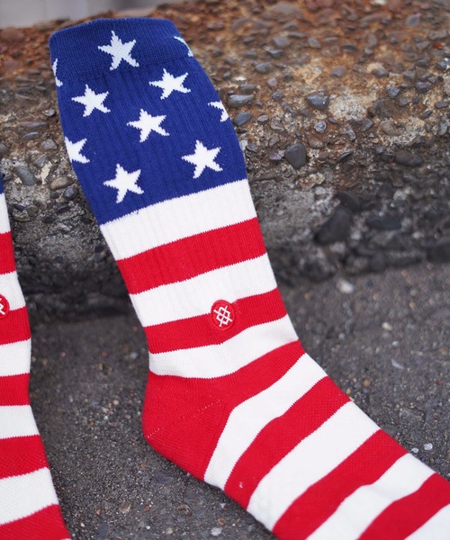 STANCE（スタンス）の「【STANCE / スタンス】THE FOURTH ST CREW /吸湿伸縮性コームドコットンブレンド星条旗デザインロング丈ハイソックス 【INFIKNIT (インフィニット)素材使用】（ソックス/靴下・メンズ・レッド・LARGE/SMALL）」の11枚目の写真