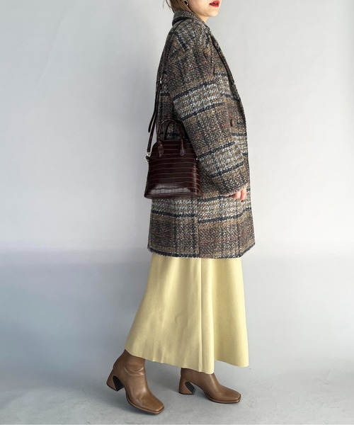 PICCIN（ピッチン）の「ツイードチェックダブルコート（チェスターコート・レディース・ネイビー/ブラウン/グレー・M/L）」の9枚目の写真