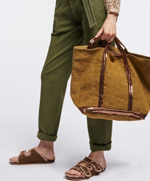 vanessabruno（ヴァネッサブリューノ）の「CABAS MOYEN+ZIP（トートバッグ・レディース・ダークオリーブ/ピンクベージュ・FREE）」の3枚目の写真