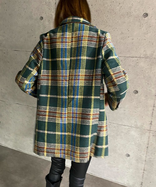 ABITOKYO（アビトーキョー）の「【ABITOKYO ORIGINAL】ダブルボタンチェック柄テーラードジャケット（テーラードジャケット・レディース・ブラウン/グリーン・FREE）」の13枚目の写真