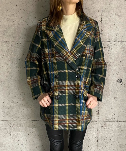 ABITOKYO（アビトーキョー）の「【ABITOKYO ORIGINAL】ダブルボタンチェック柄テーラードジャケット（テーラードジャケット・レディース・ブラウン/グリーン・FREE）」の19枚目の写真