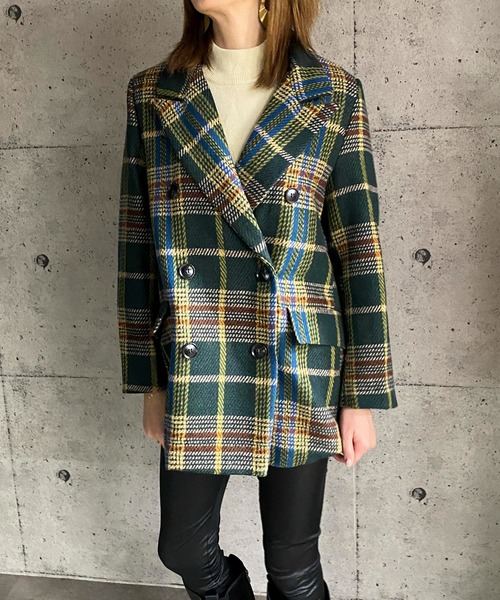 ABITOKYO（アビトーキョー）の「【ABITOKYO ORIGINAL】ダブルボタンチェック柄テーラードジャケット（テーラードジャケット・レディース・ブラウン/グリーン・FREE）」の14枚目の写真