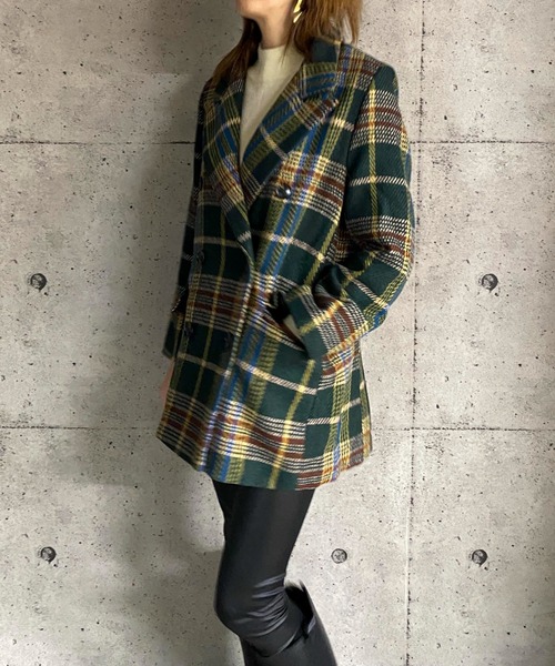 ABITOKYO（アビトーキョー）の「【ABITOKYO ORIGINAL】ダブルボタンチェック柄テーラードジャケット（テーラードジャケット・レディース・ブラウン/グリーン・FREE）」の16枚目の写真