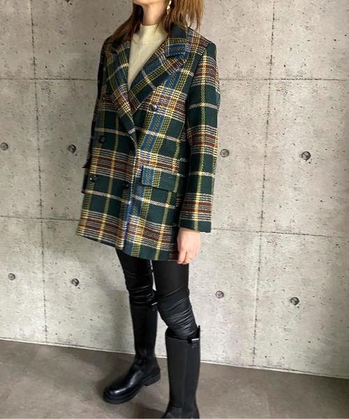 ABITOKYO（アビトーキョー）の「【ABITOKYO ORIGINAL】ダブルボタンチェック柄テーラードジャケット（テーラードジャケット・レディース・ブラウン/グリーン・FREE）」の15枚目の写真