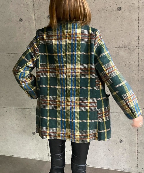 ABITOKYO（アビトーキョー）の「【ABITOKYO ORIGINAL】ダブルボタンチェック柄テーラードジャケット（テーラードジャケット・レディース・ブラウン/グリーン・FREE）」の12枚目の写真
