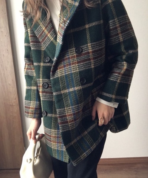 ABITOKYO（アビトーキョー）の「【ABITOKYO ORIGINAL】ダブルボタンチェック柄テーラードジャケット（テーラードジャケット・レディース・ブラウン/グリーン・FREE）」の22枚目の写真