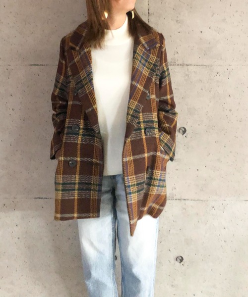 ABITOKYO（アビトーキョー）の「【ABITOKYO ORIGINAL】ダブルボタンチェック柄テーラードジャケット（テーラードジャケット・レディース・ブラウン/グリーン・FREE）」の20枚目の写真