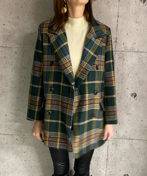 ABITOKYO（アビトーキョー）の「【ABITOKYO ORIGINAL】ダブルボタンチェック柄テーラードジャケット（テーラードジャケット・レディース・ブラウン/グリーン・FREE）」の21枚目の写真