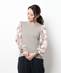 NICOLE white | ボカシ柄スリーブ ニットプルオーバー(ニット/セーター)