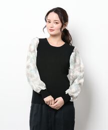 NICOLE white | ボカシ柄スリーブ ニットプルオーバー(ニット/セーター)