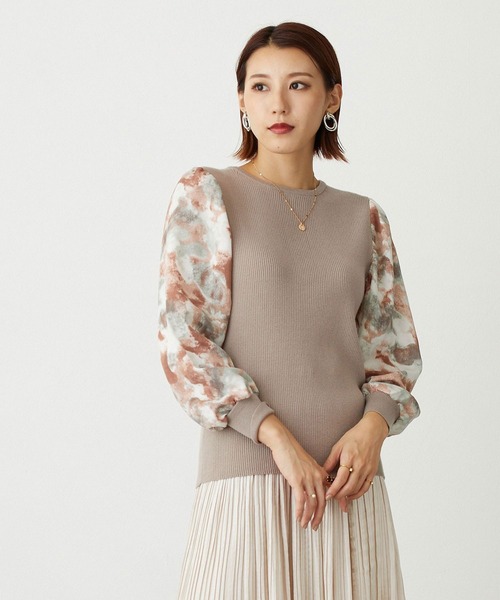 NICOLE white（ニコルホワイト）の「ボカシ柄スリーブ ニットプルオーバー（ニット/セーター・レディース・ブラック/グレー/グリーン・FREE）」の3枚目の写真