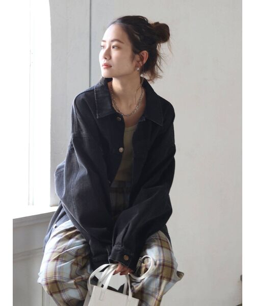 Ungrid（アングリッド）ビッグシルエットデニムジャケット　ブラック Ungrid ビッグシルエットデニムジャケット（ブラック） -ファッション