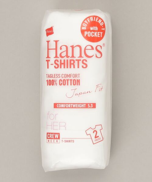 HANES(ヘインズ)の「【Hanes/ヘインズ】レディース ジャパンフィット【2枚組】ボーイフレンドポケットTシャツ 5.3oz(Tシャツ/カットソー・レディース・ホワイト・MEDIUM/LARGE)」の2枚目の写真