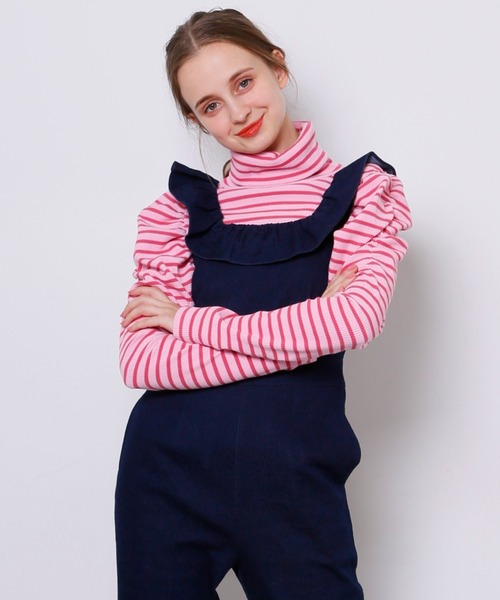 Seemi. byNICECLAUP( シーミーバイナイスクラップ)の「袖コンシャスハイネックリブトップス(Tシャツ/カットソー・レディース・ホワイト系その他/ピンク系その他/ブラック・FREE)」の3枚目の写真