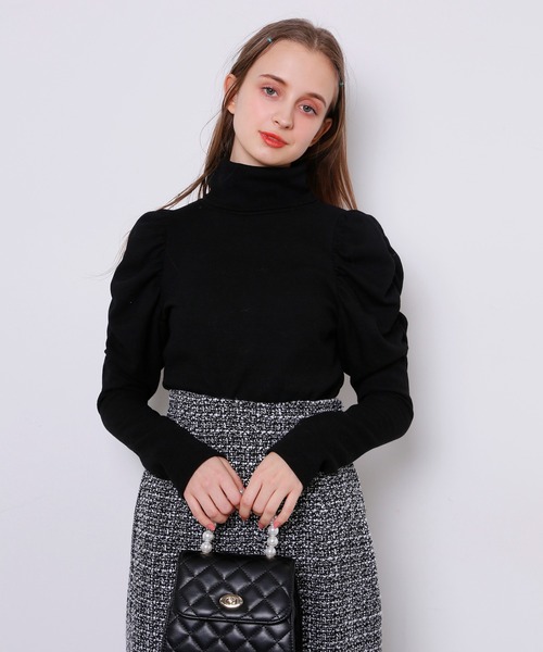 Seemi. byNICECLAUP( シーミーバイナイスクラップ)の「袖コンシャスハイネックリブトップス(Tシャツ/カットソー・レディース・ホワイト系その他/ピンク系その他/ブラック・FREE)」の19枚目の写真