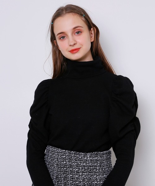 Seemi. byNICECLAUP( シーミーバイナイスクラップ)の「袖コンシャスハイネックリブトップス(Tシャツ/カットソー・レディース・ホワイト系その他/ピンク系その他/ブラック・FREE)」の4枚目の写真