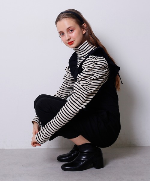 Seemi. byNICECLAUP( シーミーバイナイスクラップ)の「袖コンシャスハイネックリブトップス(Tシャツ/カットソー・レディース・ホワイト系その他/ピンク系その他/ブラック・FREE)」の7枚目の写真