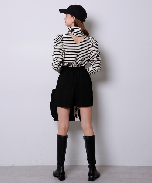 Seemi. byNICECLAUP( シーミーバイナイスクラップ)の「袖コンシャスハイネックリブトップス(Tシャツ/カットソー・レディース・ホワイト系その他/ピンク系その他/ブラック・FREE)」の6枚目の写真