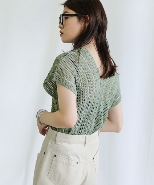 select MOCA（セレクトモカ）の「Vネックメッシュベスト（ベスト・レディース・テラコッタ/グリーン/アイボリー・FREE）」の10枚目の写真