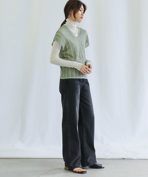 select MOCA（セレクトモカ）の「Vネックメッシュベスト（ベスト・レディース・テラコッタ/グリーン/アイボリー・FREE）」の12枚目の写真