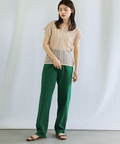 select MOCA（セレクトモカ）の「Vネックメッシュベスト（ベスト・レディース・テラコッタ/グリーン/アイボリー・FREE）」の22枚目の写真