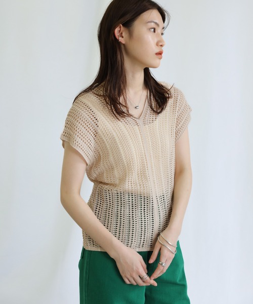 select MOCA（セレクトモカ）の「Vネックメッシュベスト（ベスト・レディース・テラコッタ/グリーン/アイボリー・FREE）」の21枚目の写真
