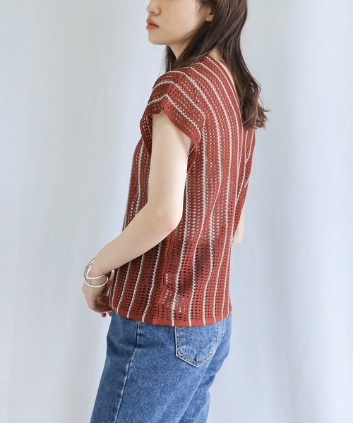 select MOCA（セレクトモカ）の「Vネックメッシュベスト（ベスト・レディース・テラコッタ/グリーン/アイボリー・FREE）」の15枚目の写真