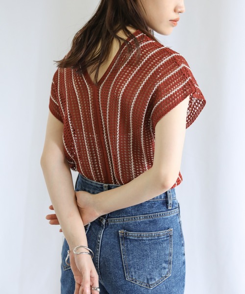 select MOCA（セレクトモカ）の「Vネックメッシュベスト（ベスト・レディース・テラコッタ/グリーン/アイボリー・FREE）」の17枚目の写真