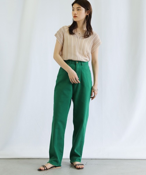 select MOCA（セレクトモカ）の「Vネックメッシュベスト（ベスト・レディース・テラコッタ/グリーン/アイボリー・FREE）」の6枚目の写真