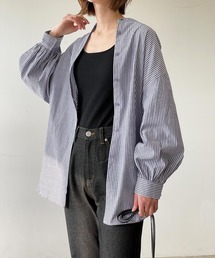 ストライプバンドカラーシャツ