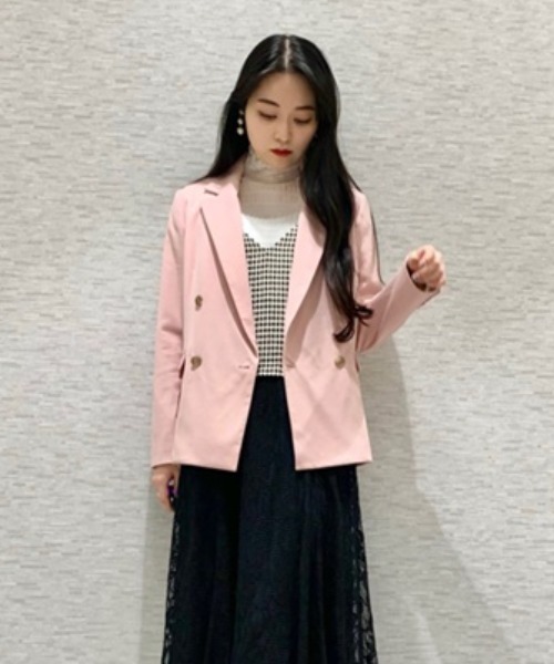 LILY BROWN（リリーブラウン）の「ダブルジャケット（その他アウター・レディース・ピンク/アイボリー/ネイビー・FREE）」の3枚目の写真