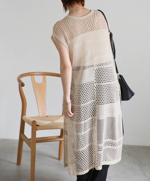 select MOCA(セレクトモカ)の「ノースリーブリネンタッチパッチワークメッシュワンピース(ワンピース・レディース・ブラック/カーキ/アイボリー・FREE)」の17枚目の写真