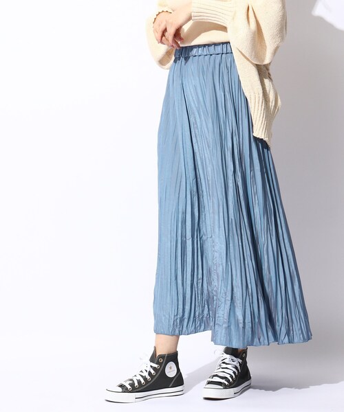 THE SHOP TK （ザ ショップ ティーケー ）の「◆【大人シルエット】シャンブレーワッシャープリーツスカート（スカート・レディース・グリーン/ブラウン系その他/ブルー・11/12/13）」の3枚目の写真