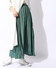 ◆【大人シルエット】シャンブレーワッシャープリーツスカート