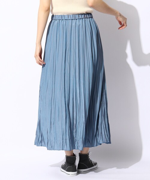 THE SHOP TK （ザ ショップ ティーケー ）の「◆【大人シルエット】シャンブレーワッシャープリーツスカート（スカート・レディース・グリーン/ブラウン系その他/ブルー・11/12/13）」の6枚目の写真