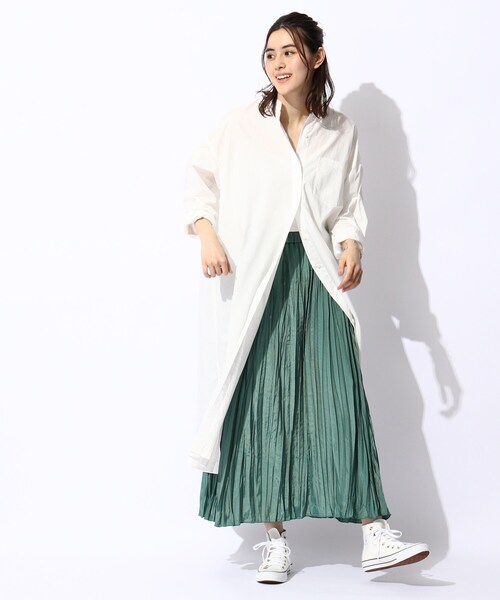 THE SHOP TK （ザ ショップ ティーケー ）の「◆【大人シルエット】シャンブレーワッシャープリーツスカート（スカート・レディース・グリーン/ブラウン系その他/ブルー・11/12/13）」の9枚目の写真