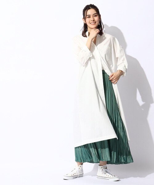 THE SHOP TK （ザ ショップ ティーケー ）の「◆【大人シルエット】シャンブレーワッシャープリーツスカート（スカート・レディース・グリーン/ブラウン系その他/ブルー・11/12/13）」の7枚目の写真