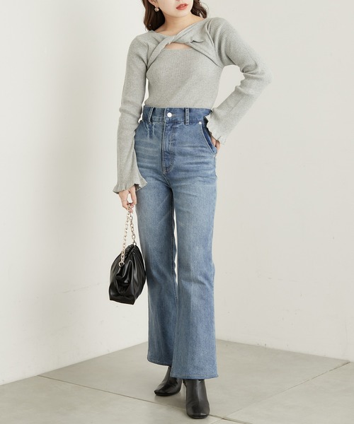 トリーバーチ　セーター　ニット　ブラック　裾フリル フリルトリム ポインテルニットセーター - ブラック