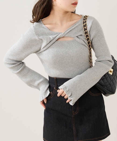 フリルトリムニット フリル付きニットトップス - バニラ | ZARA Japan / 日本