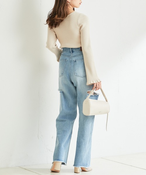 セール】フロントねじり裾フリルリブニット（ニット/セーター）｜Chico