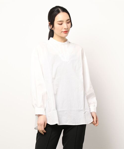 Lugnoncure（ルノンキュール）の「スタンドカラーレースブラウス（シャツ/ブラウス・レディース・ブラック/オフホワイト・ﾌﾘ-）」の5枚目の写真