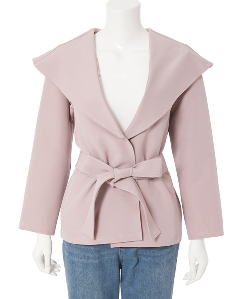 Edit Sheen（エディットシーン）の「【スタイリストプロデュース】セーラーカラーミドル丈ライトジャケット（その他アウター・レディース・グレイッシュベージュ/スモークピンク・S/M）」の3枚目の写真