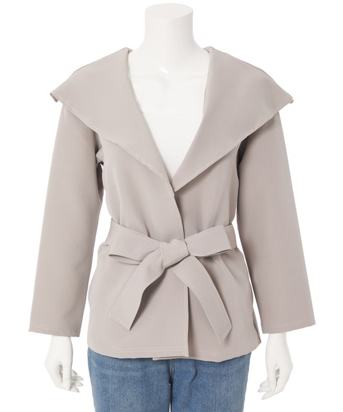 Edit Sheen（エディットシーン）の「【スタイリストプロデュース】セーラーカラーミドル丈ライトジャケット（その他アウター・レディース・グレイッシュベージュ/スモークピンク・S/M）」の4枚目の写真